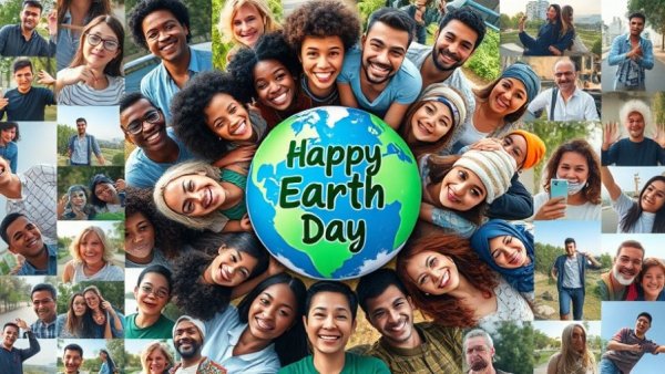 EPA Earth Day Message collage with diverse individuals and a central globe graphic.