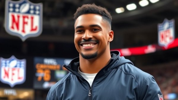 Young sportsman embodies emotional intelligence in sports at an NFL event.
