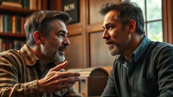 Two men discussing the possibility to live forever by 2033.