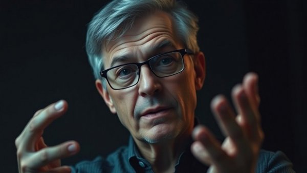 Thoughtful man gesturing against a dark background, your life is your attention.