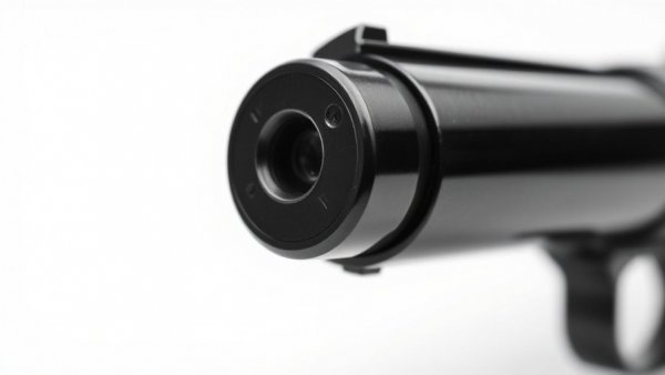 Close-up of a black 50 Seven Magnum barrel, showcasing sleek design.