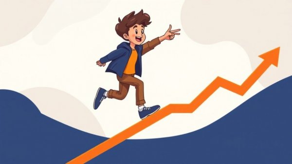 Illustration of business growth systems with a person climbing a chart.