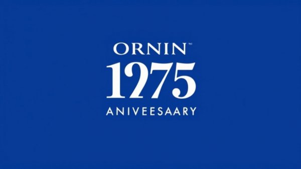 Corning celebrating 175 years on bold blue background.