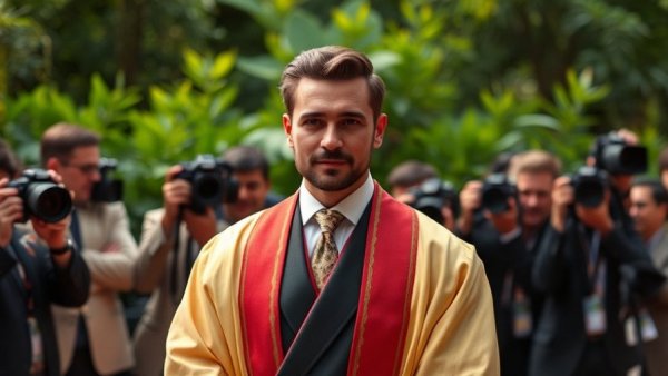 Tech CEO Met Gala preparation with elegant attire in a grand setting.