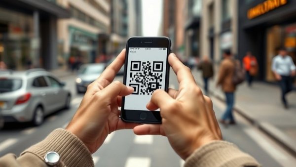 Close-up of hands using the CashForward financial tool QR code.