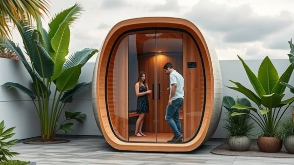 Review of Sun Home Luminar Sauna with sleek design on patio