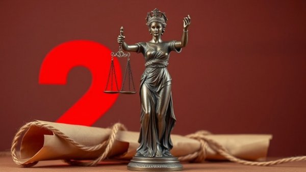 Justice statue against red number two, related to Sensitive Places Gun Carry Ban.