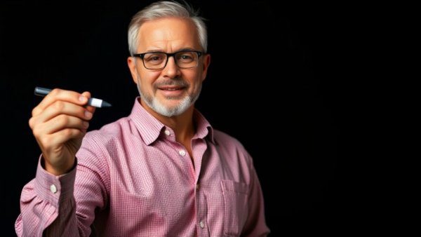 Confident mature man discussing goal setting for personal growth.