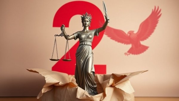 Lady Justice with red background in New Jersey Gun Confiscation Lawsuit context