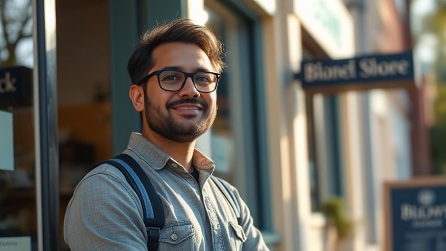 Confident small business owner inspired by local SEO opportunities outside their storefront.