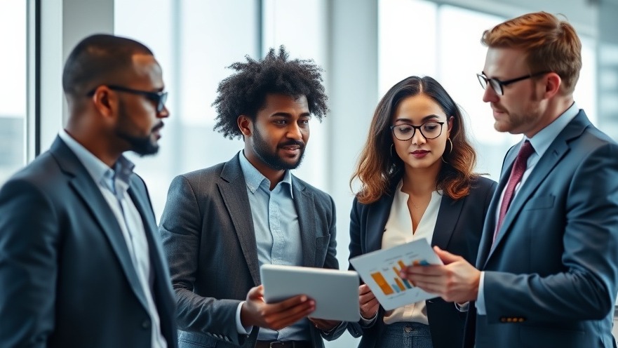 Diverse professionals engaging in managerial communication, fostering innovation.