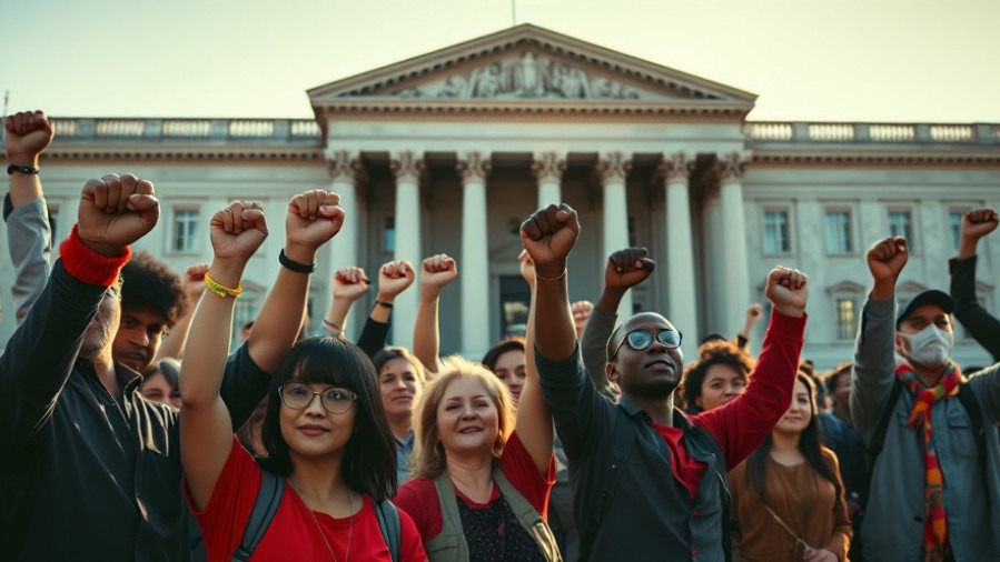 Diverse group of advocates united for Second Amendment rights outside government building.