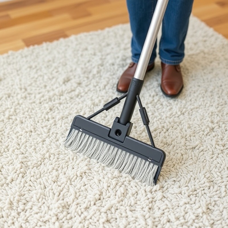 using a carpet rake to clean high pile carpet