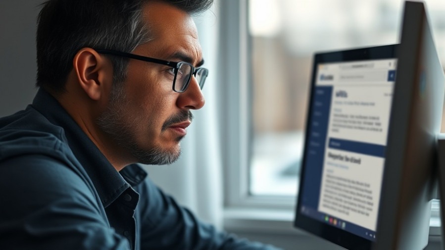 Thoughtful professional analyzing URL configuration and link building on computer.