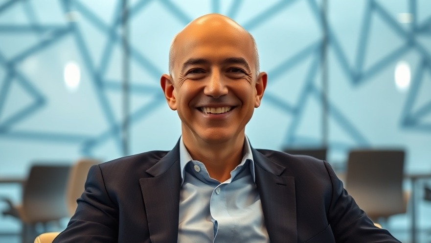 Jeff Bezos smiling in a modern office, exemplifying customer-centric business success.