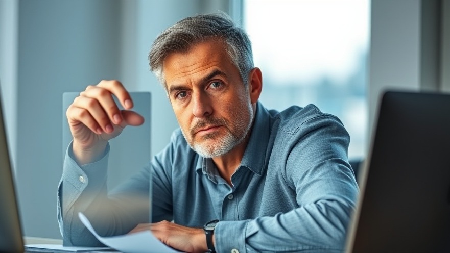 A middle-aged man unlocking potential by embracing change, clearing foggy obstacles.