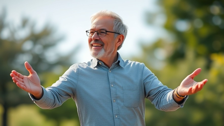 Dynamic pose showcasing cognitive health and neuroplasticity in a vibrant middle-aged individual.