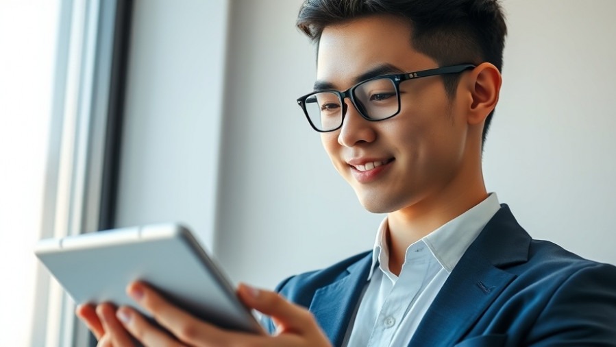 Confident young professional analyzing data for Local SEO strategies on a tablet.