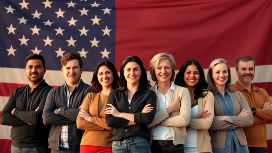 Diverse adults united in support of the Second Amendment Foundation with an abstract flag backdrop.