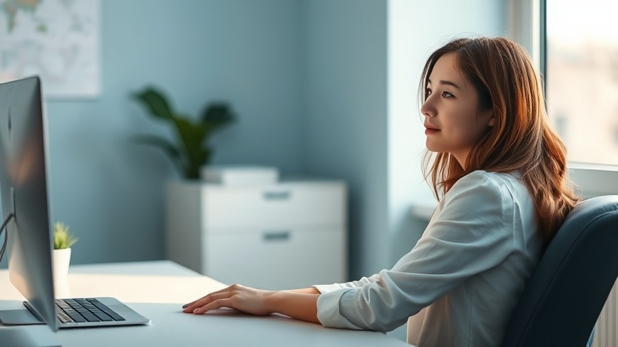 Contemplative young professional reflecting on client relationships at a clean desk.