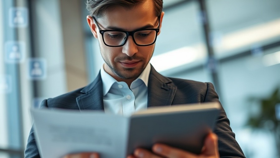 Business professional reflects on press release effectiveness with tablet, link icons in background.
