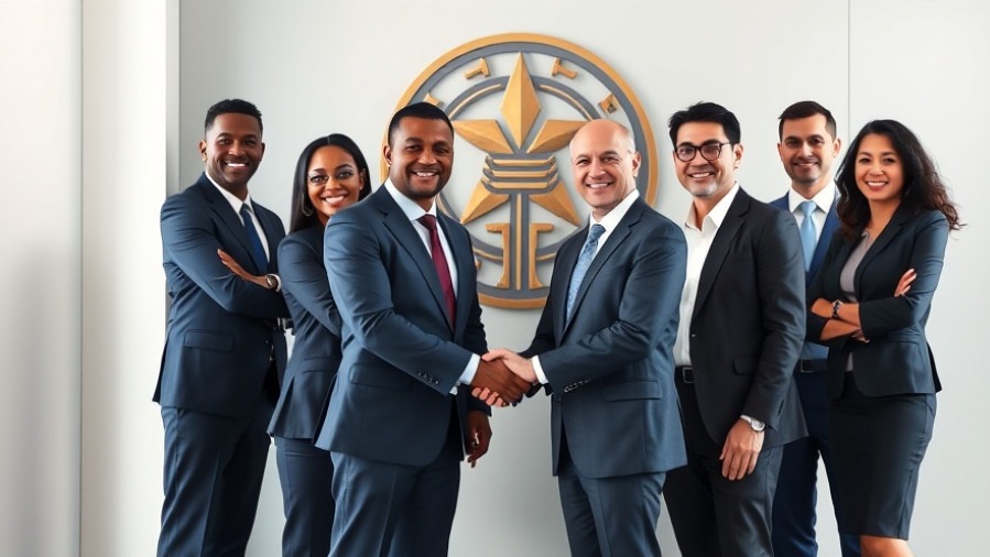 Diverse executives shaking hands, symbolizing the CZ-USA partnership for gun rights advocacy.