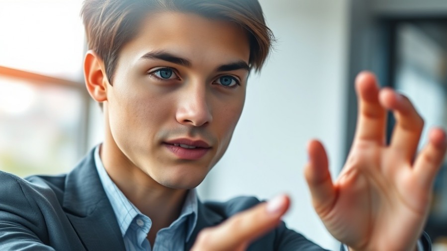 Confident professional engaging with a digital interface, showcasing autonomous AI systems.