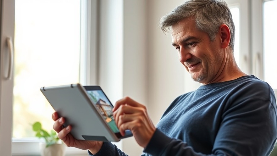 Curious homeowner engages with remodeling design on tablet, inspired by website strategy.