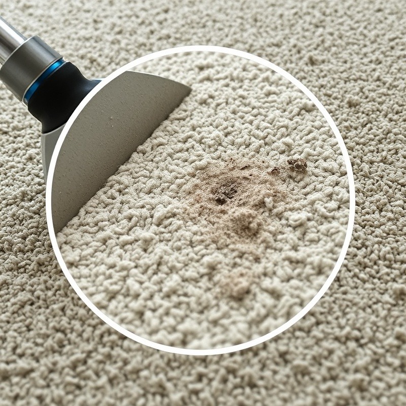 professional cleaning wand removing trapped dust and dirt from carpet