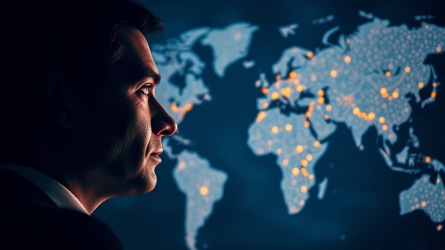 Focused professional analyzing a world map for strategic analysis using proactive intelligence.