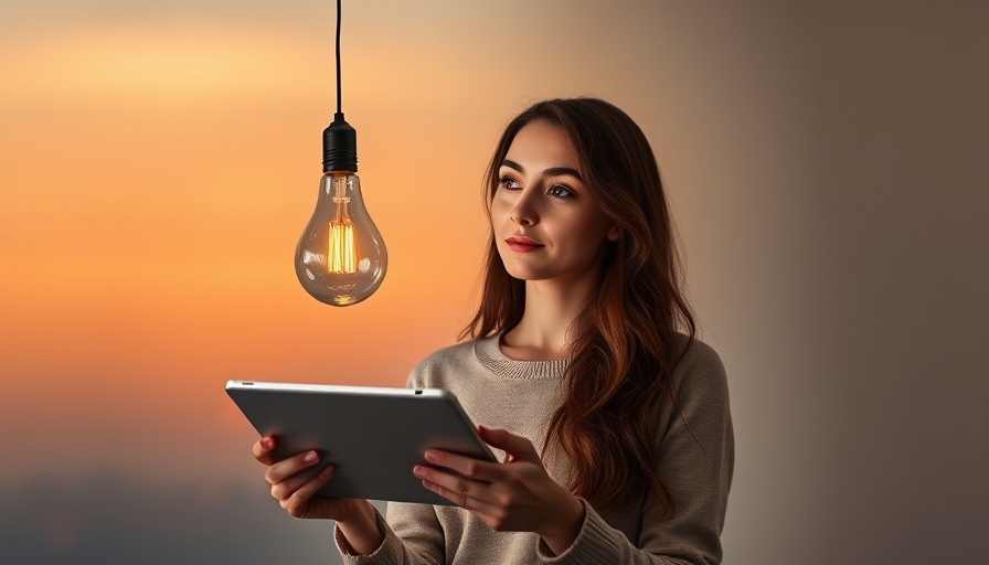 Writing with Clarity in Marketing: Woman with tablet and light bulb.