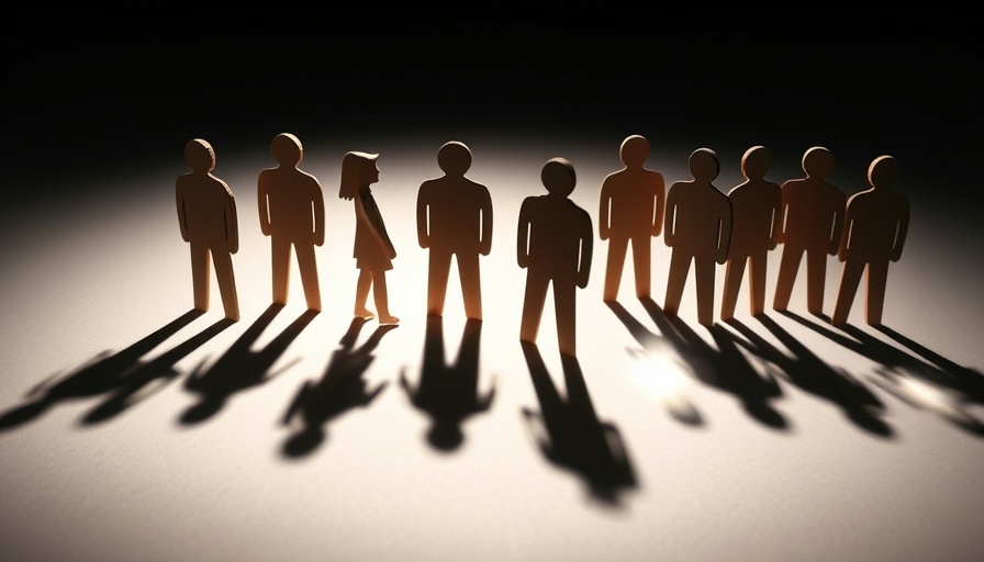 Cardboard cutout figures casting shadows, symbolizing demographics.