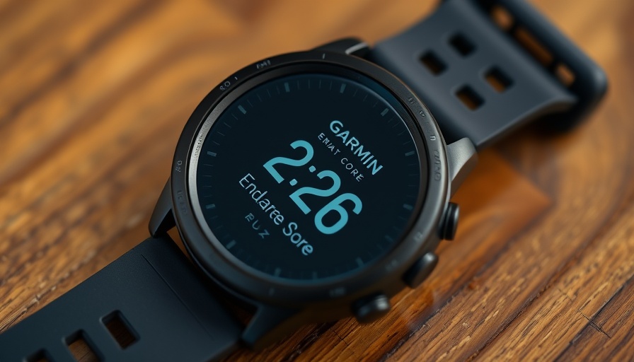 Close-up of Garmin smartwatch showing endurance score.