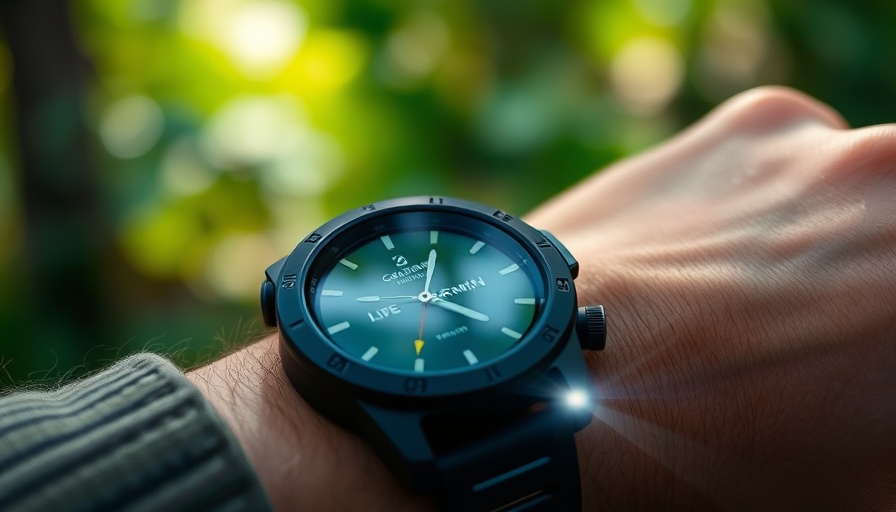 Garmin watch flashlight functionality in action outdoors