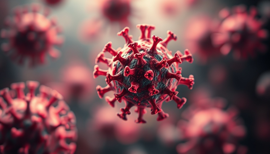 Microscopic image of virus particle in healthcare infection prevention context.