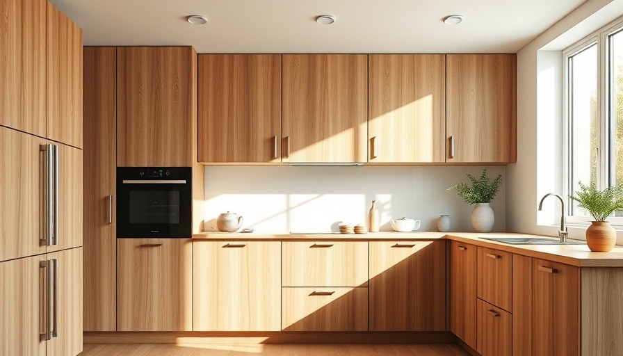 Minimalist wooden kitchen cabinet with natural lighting for HVAC Return Calculations.