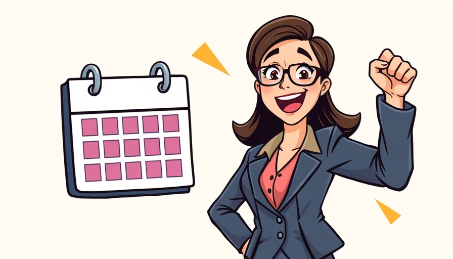 Energetic woman celebrates editorial calendar benefits.
