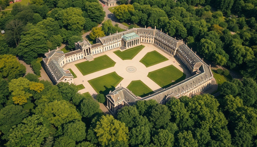 Aerial view of Pamplin Historical Park showcasing historic buildings and lush greenery.