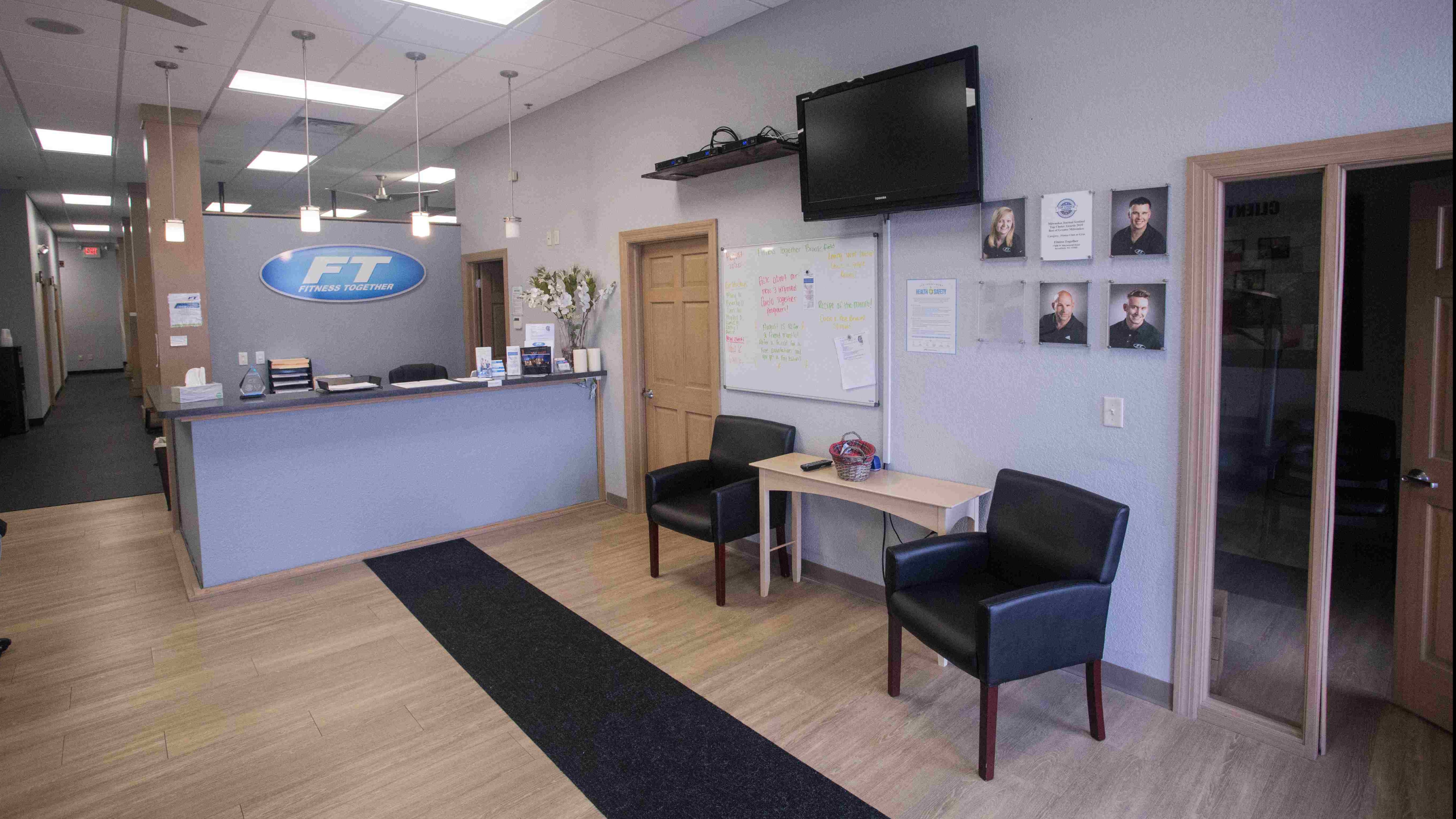 Entrance and registration desk for a fitness studio