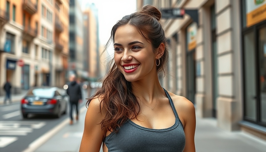 Fit young woman smiling in an urban setting.