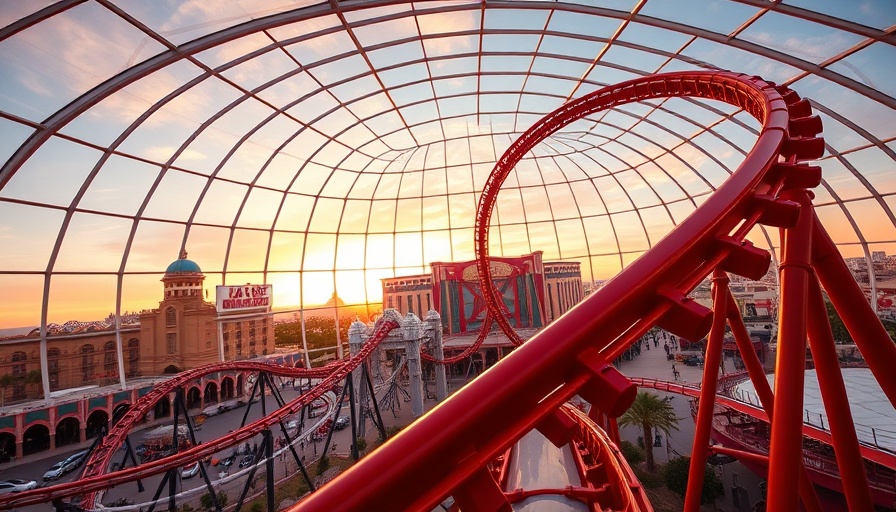 Best Roller Coaster in Las Vegas, dramatic track inside dome.