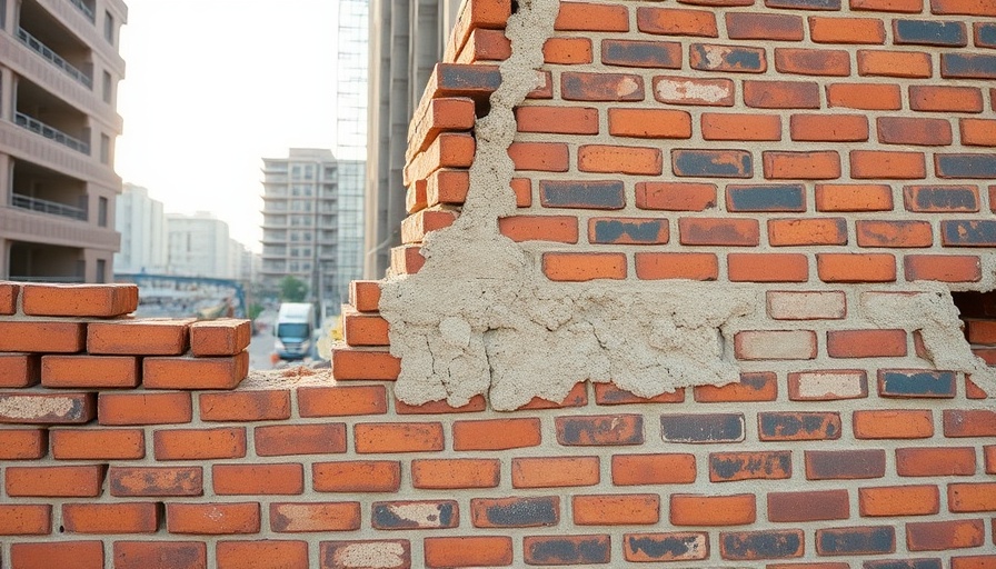Construction oversights visible in a brick wall with errors.