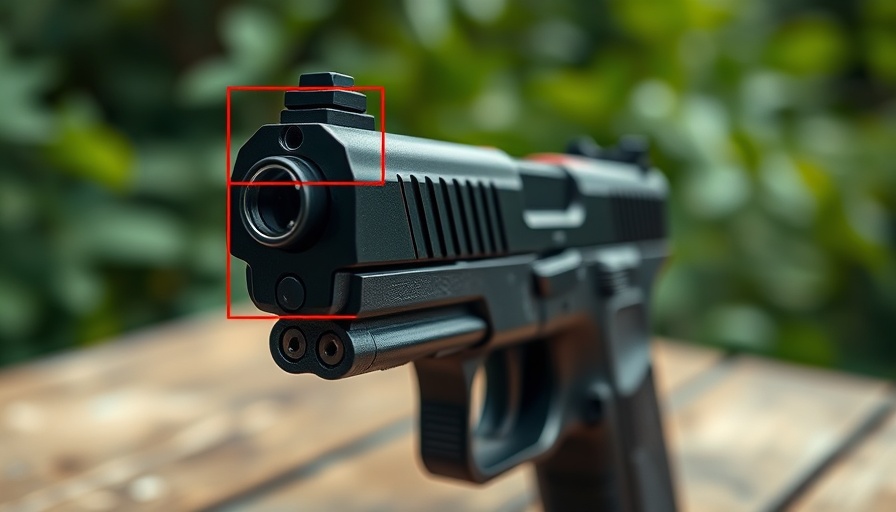 FK Bernau PSDC review: close-up of handgun with sight on wood.