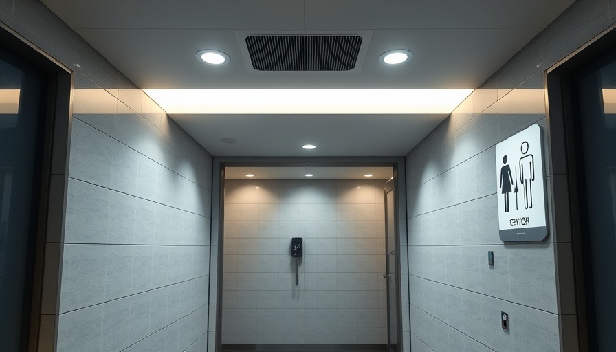 Modern airport restroom entrance demonstrating sleek design.