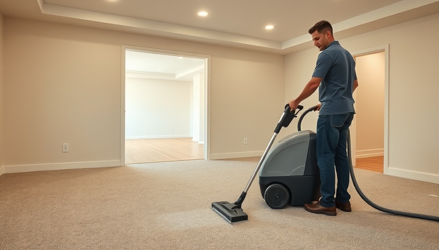 Professional carpet cleaning in empty room with modern equipment