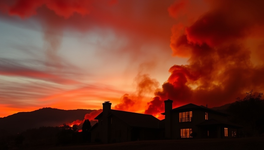Marika Erdely Malibu home threatened by dramatic wildfires at dusk.