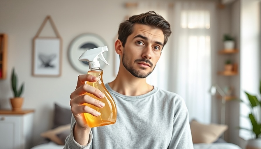 Person considering popular cleaning hacks with cleaning product.