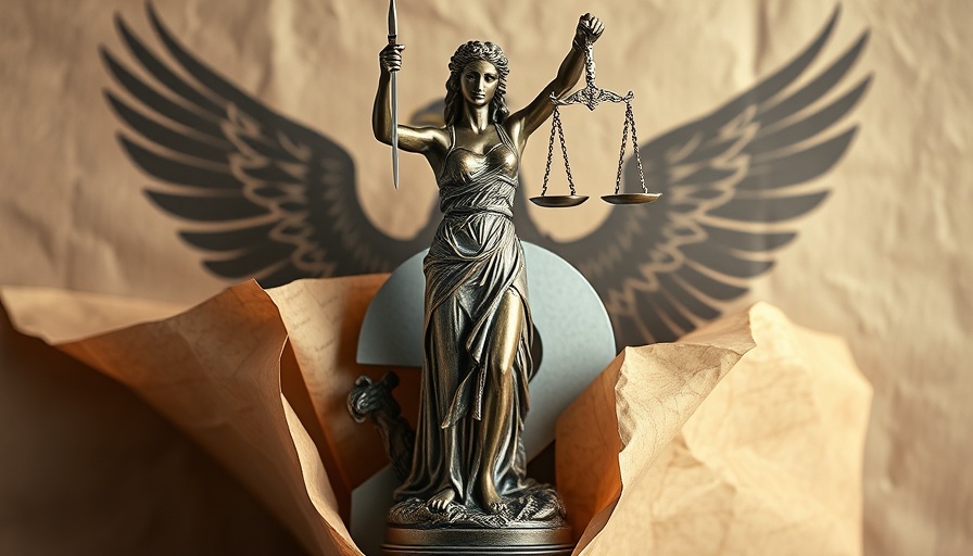 Artistic image of Lady Justice with number 2 and eagle, Illinois caretaker gun ban challenge context.