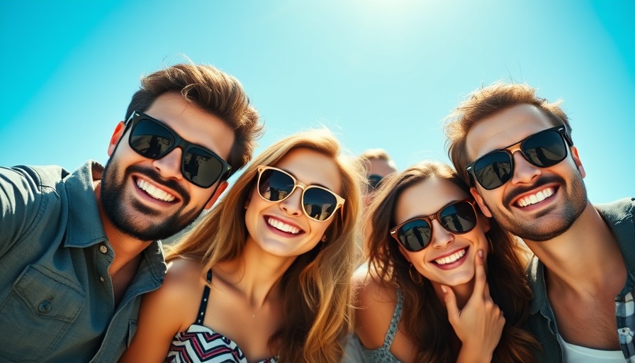 Group enjoying a sunny outdoor day, smiling for the camera.