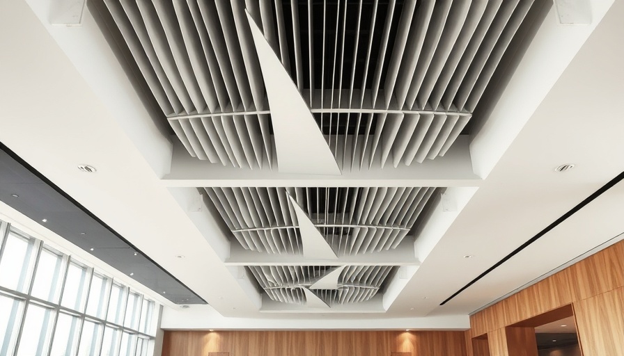 Modern space with acoustic ceiling blades in a sleek and elegant design.